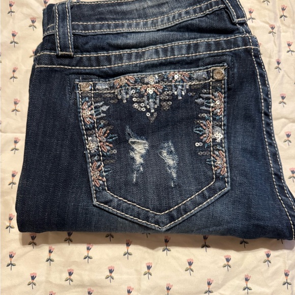 Miss Me Denim - Embroidered Blue Jeans